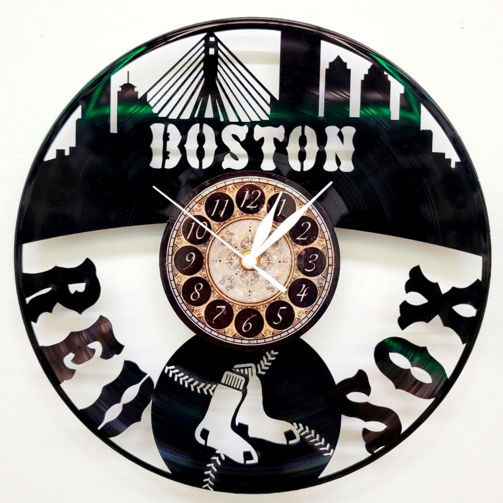 BOSTON RED SOX vinyl record clock